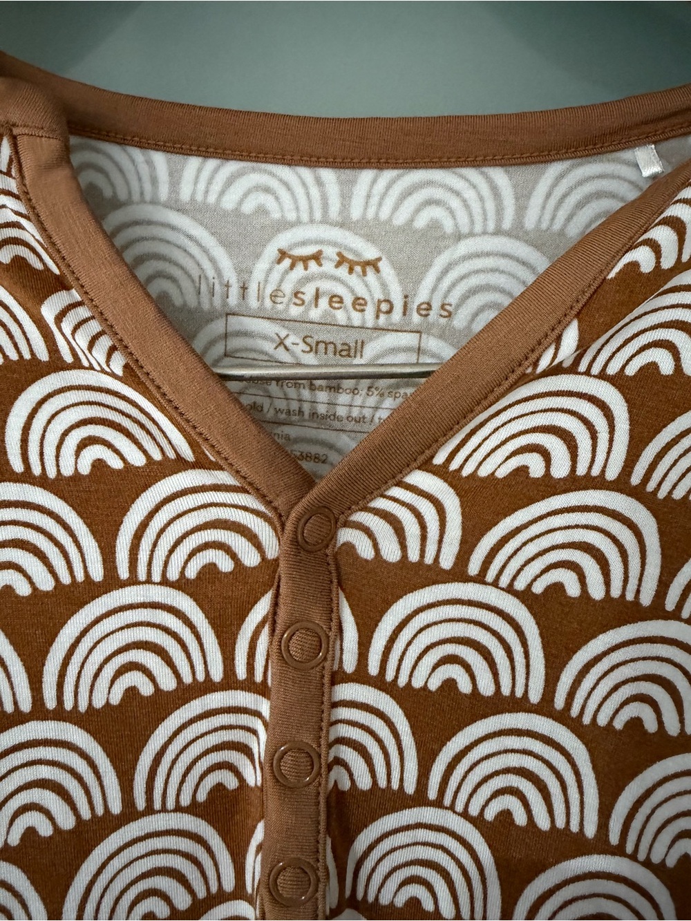 Little Sleepies Brown & White Rainbow Snap-Front Top